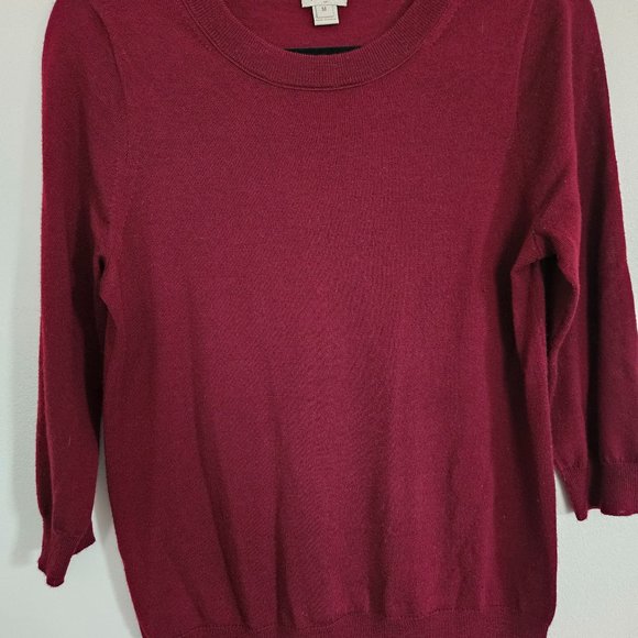J Crew Merino 3/4 Sweater - Burgundy - Picture 1 of 5